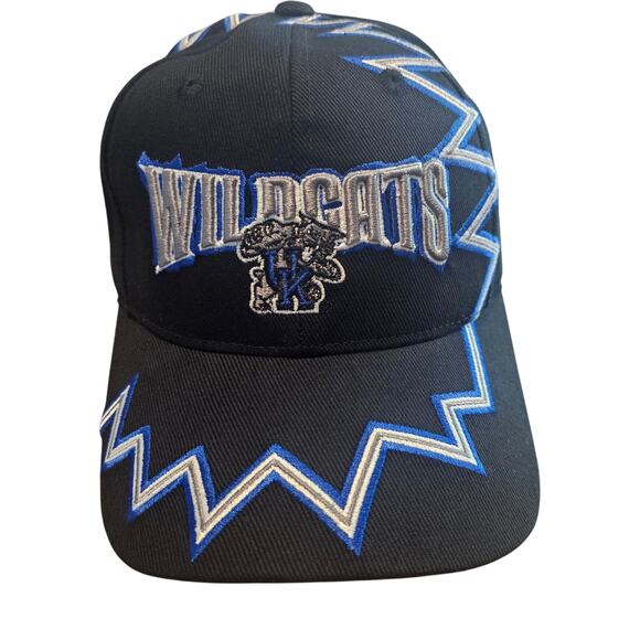 Vtg University of Kentucky Wildcats Strap Back Hat Cap 90s Black ZigZag UK Retro - Picture 1 of 10